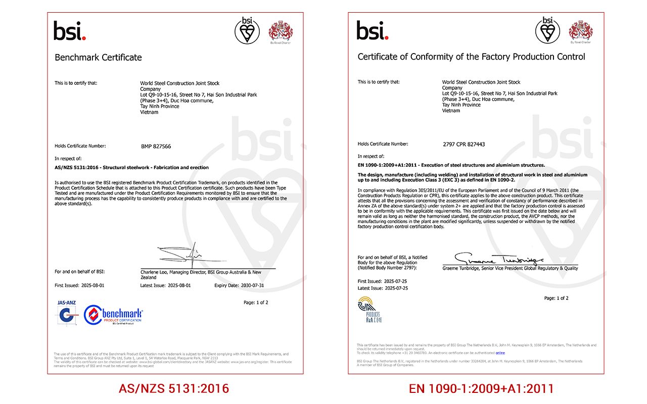 World Steel Group, entreprise vietnamienne titulaire de trois grandes certifications internationales