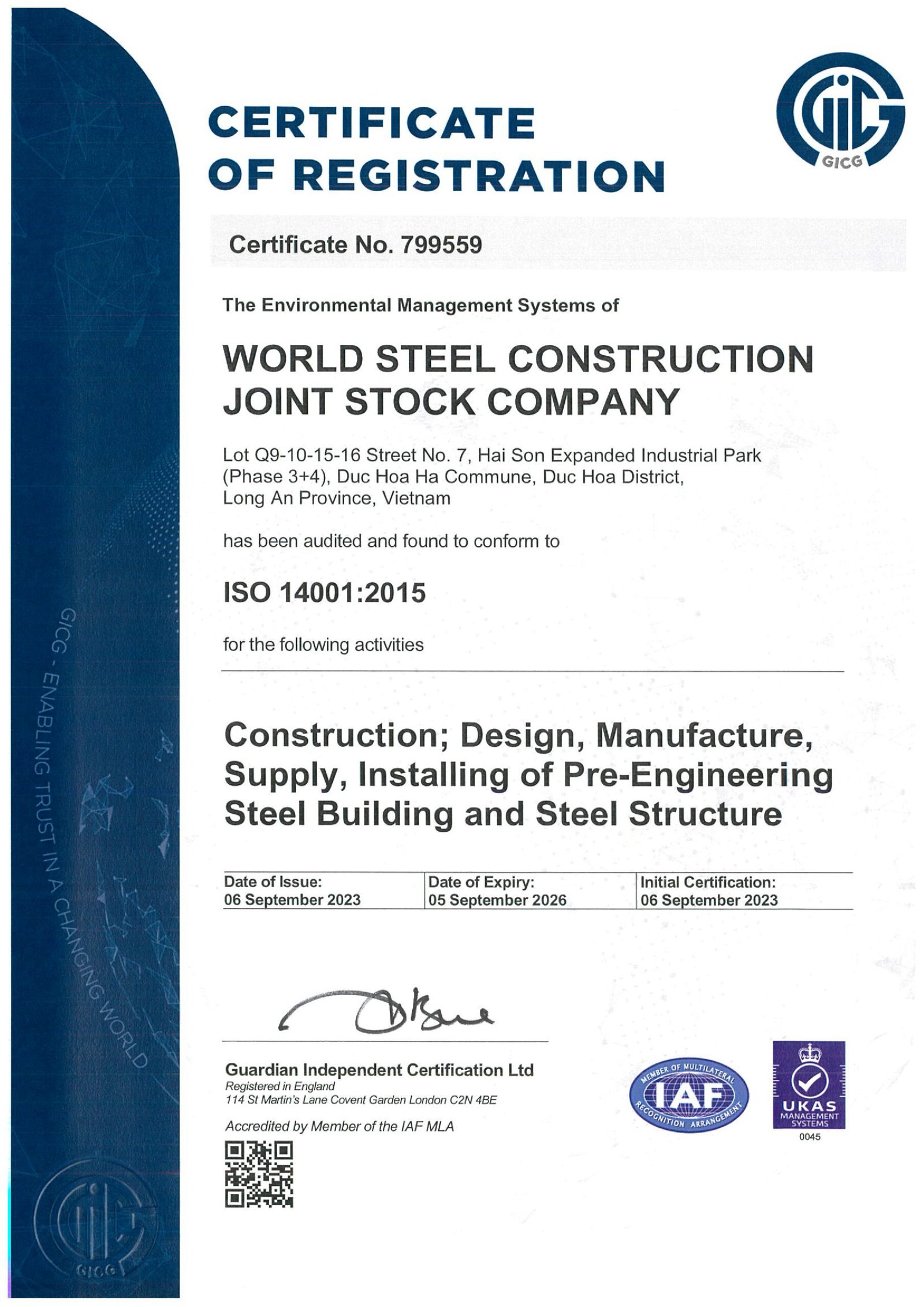 Certifications qualité et accréditations internationales de World Steel Group, photo 4