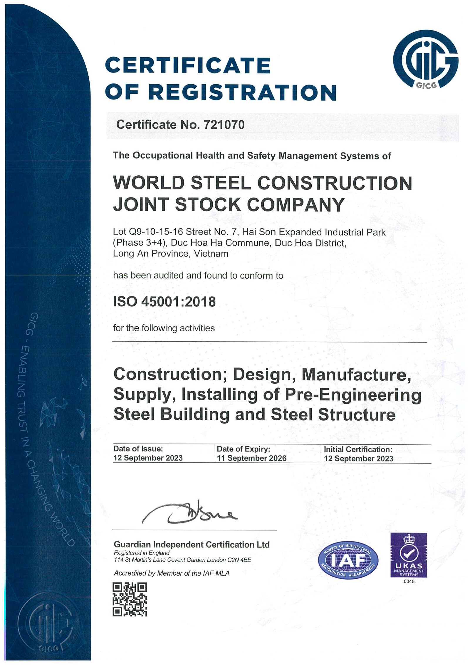 Certifications qualité et accréditations internationales de World Steel Group, photo 5